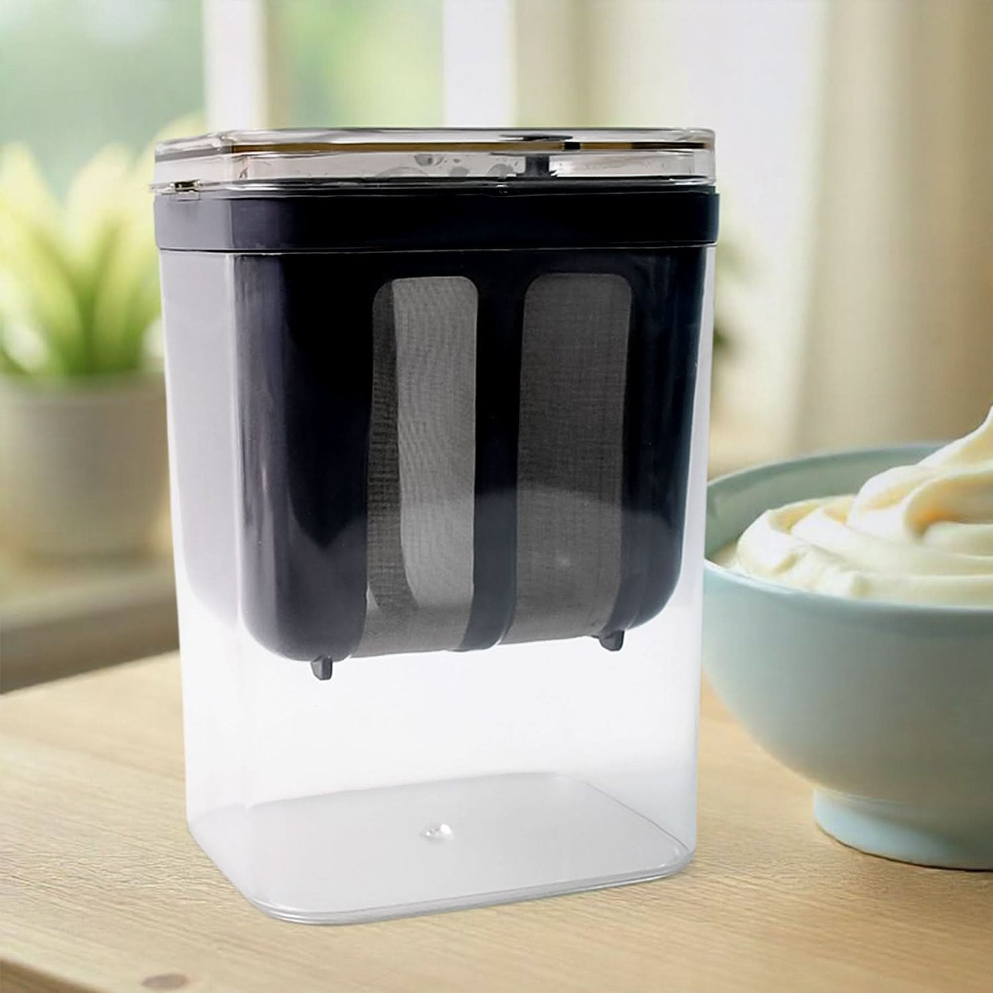 Greek Yogurt preparation using Hung Curd Maker for smooth and creamy hung curd at home